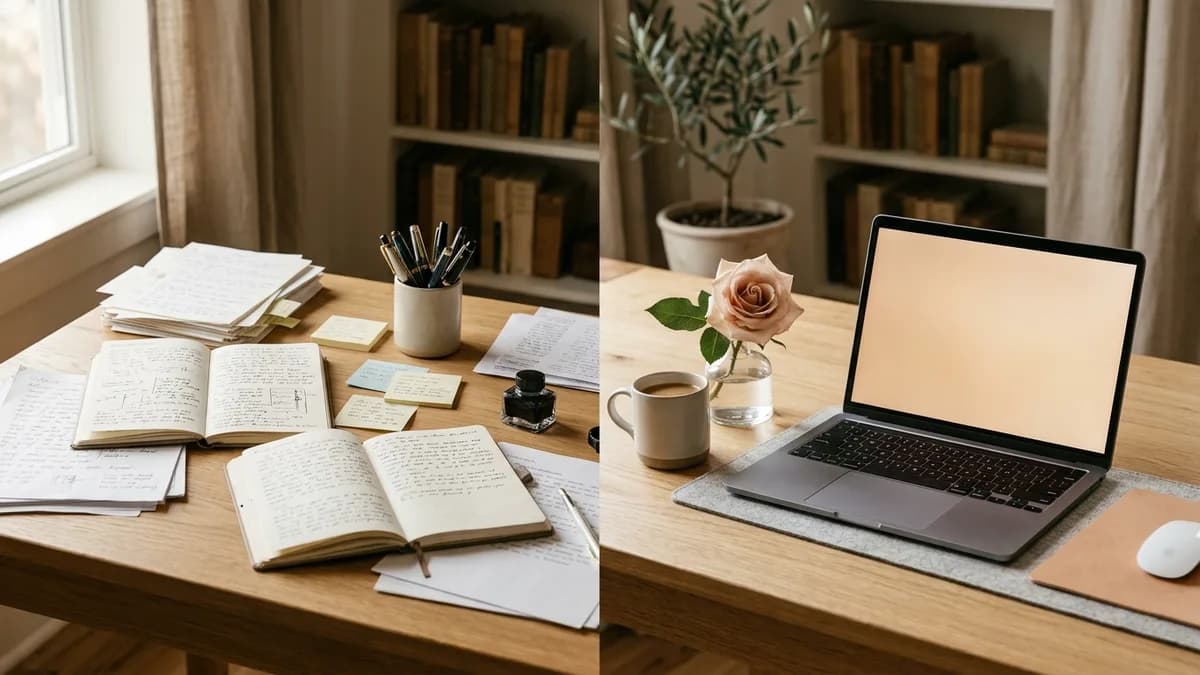 Clean comparison of two workspaces showing simple free tools versus premium software